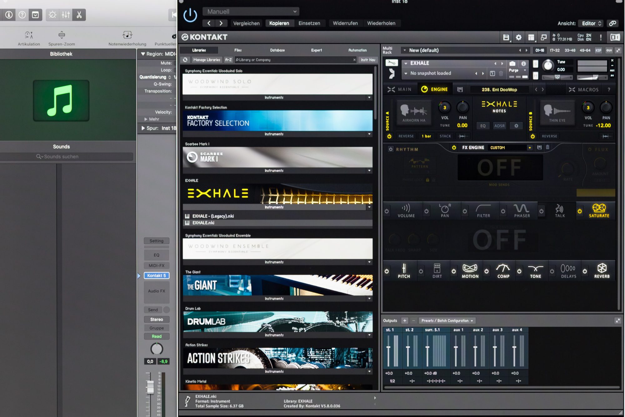 Musikproduktion, Screenshot Logic Pro X, STRAINX